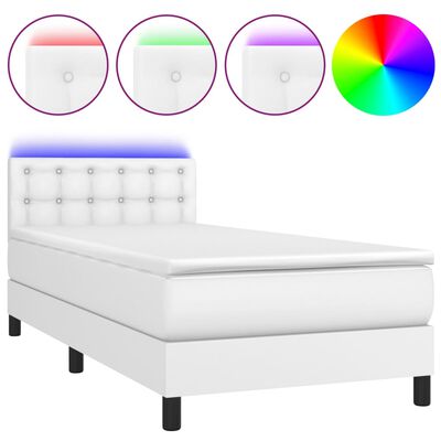 Ellendig roltrap vingerafdruk vidaXL Box Spring Bed with Mattress&LED White Twin XL Faux Leather |  vidaXL.com