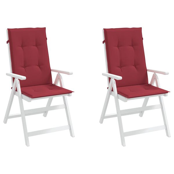 vidaXL Highback Chair Cushion Set of 2 Wine Red Polyester Large