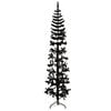 vidaXL Artificial Half Christmas Tree Black PVC Slim Decorative Inlays