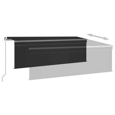 vidaXL Manual Retractable Awning with Blind&LED 13.1'x9.8' Anthracite