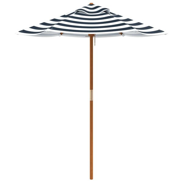vidaXL Garden Umbrella Blue and white Polyester cover, Hardwood pole