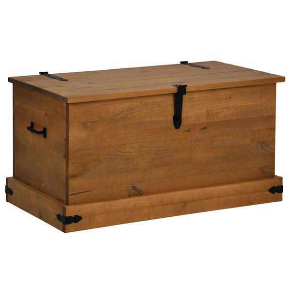 vidaXL Storage Chest Honey brown Solid pine wood with metal Medium