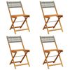 vidaXL Garden Chair Set of 4 Grey PE rattan and solid acacia wood