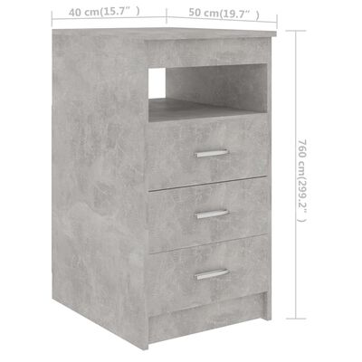 vidaXL Drawer Cabinet Concrete Gray 15.7"x19.7"x29.9" Engineered Wood