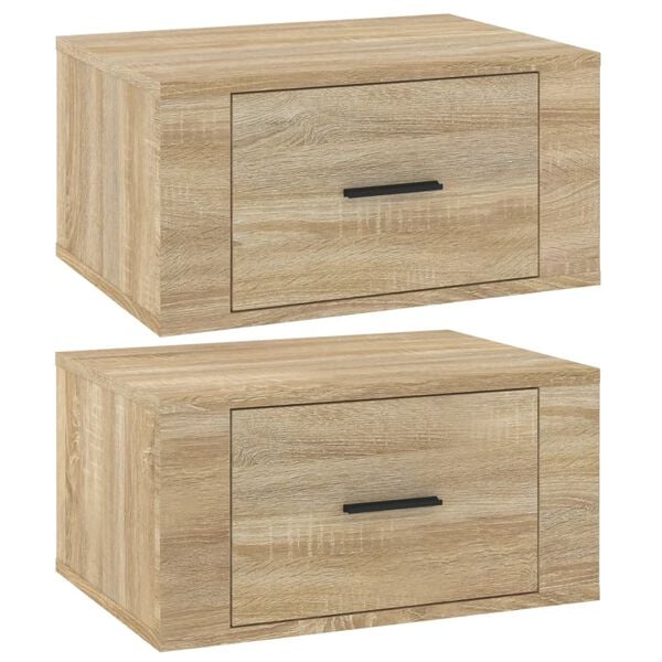 vidaXL Wall-mounted Bedside Cabinet Set of 2 Sonoma Oak Engineered wood
