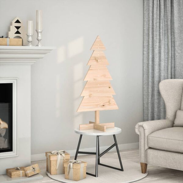 vidaXL Wooden Christmas Tree Natural Wood Solid Pine Wood 39.4 in
