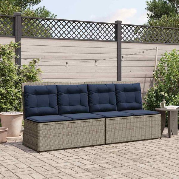 vidaXL Garden Bench with Cushion Gray Poly rattan