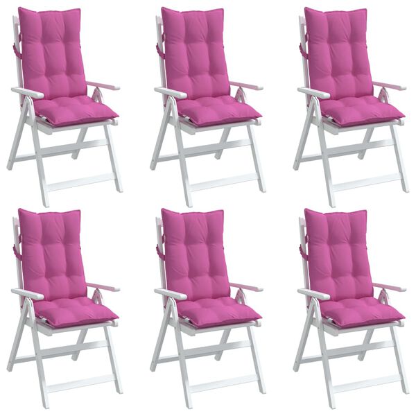vidaXL Highback Chair Cushion Set of 6 Pink Oxford fabric