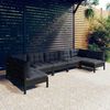 vidaXL Garden Lounge Set Black Solid pine wood Medium Modular