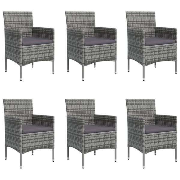 vidaXL Garden Dining Set Grey Poly Rattan 7 Piece Durable