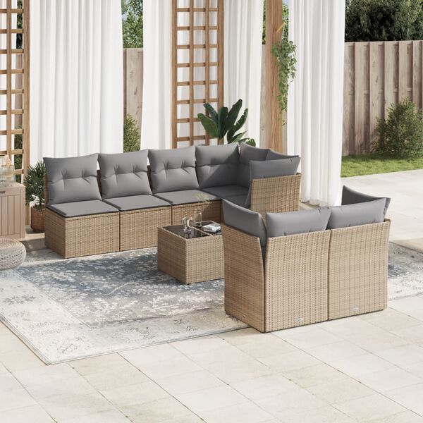 vidaXL Garden Sofa Set Beige, Light Grey