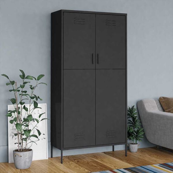 vidaXL Wardrobe Anthracite Steel Medium Height-Adjustable Shelves