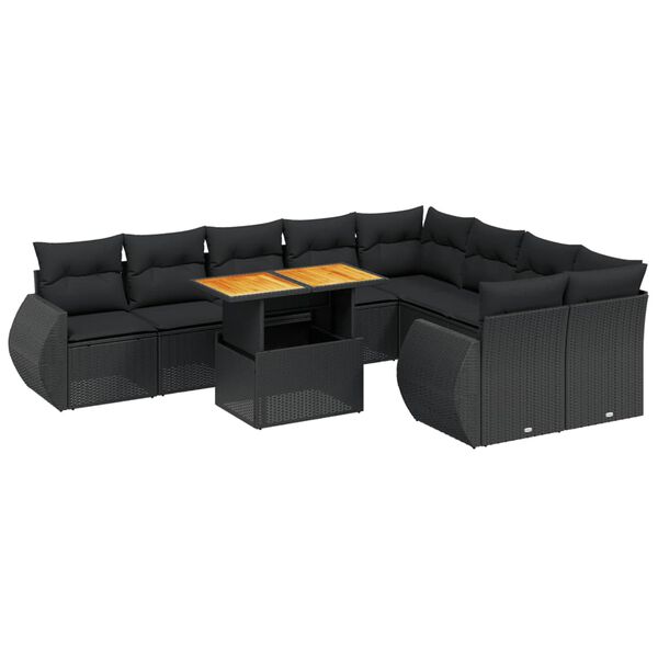 vidaXL Garden Sofa Set Black