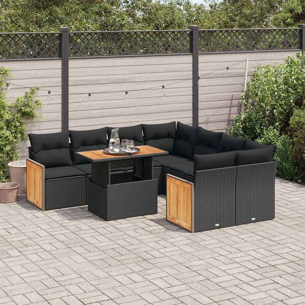 vidaXL Garden Sofa Set Black