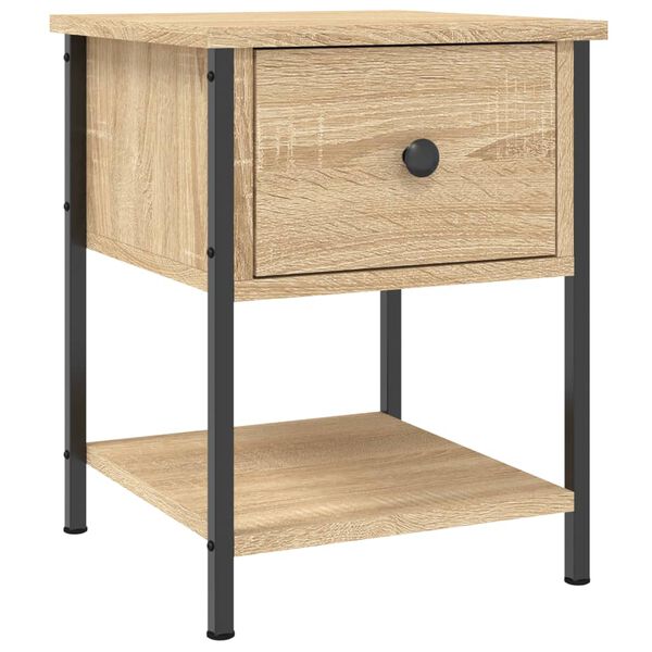 vidaXL Bedside Table Set of 2 Sonoma oak Engineered wood, iron Medium