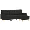 vidaXL 3-seater Sofa With Footstool Black