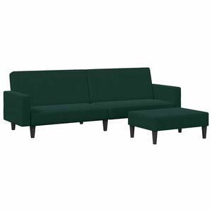 vidaXL Sofa Bed Dark Green Velvet (100% polyester), wood, plastic 2-seater