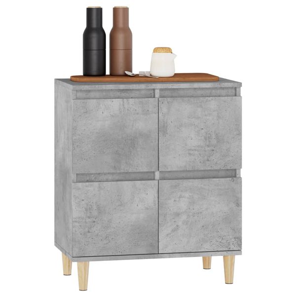 vidaXL Sideboard Concrete grey Engineered wood and eucalyptus wood Compact