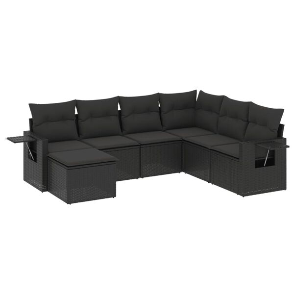 vidaXL Garden Sofa Set Black PE Rattan Large Modular