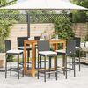 vidaXL Garden Bar Set Black PE rattan Removable Covers Garden Bar Set