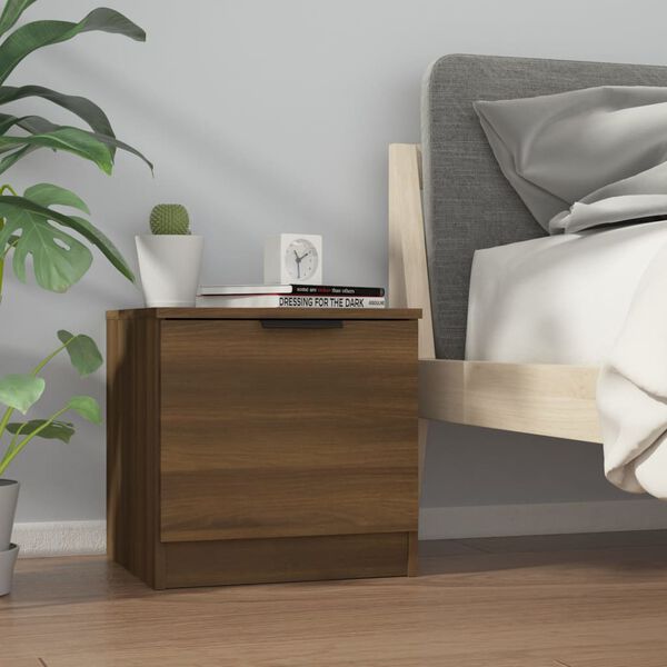 vidaXL Bedside Cabinet Set of 2 Brown Oak Engineered Wood Small