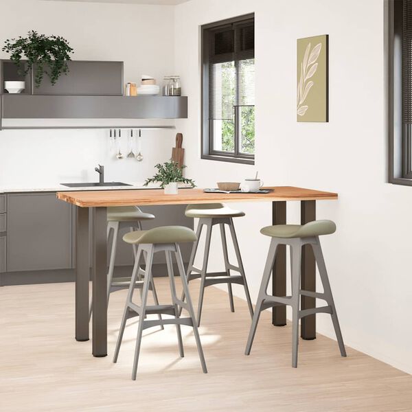 vidaXL Dining Table Light brown Solid oak wood, Powder-coated steel Large