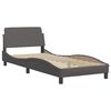 vidaXL Bed Grey Faux leather, plywood, foam, knitted fabric Twin