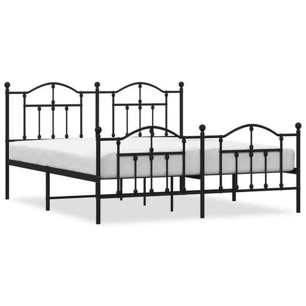 vidaXL Bed Frame Black Steel Super King Bed Frame Rectangular