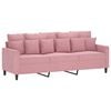 vidaXL 3-seater Sofa Pink Velvet (100% polyester), metal, textilene