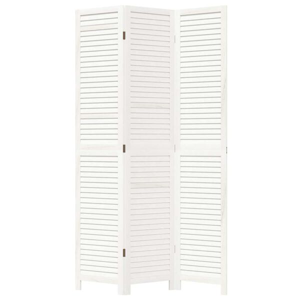 vidaXL Room Divider 3 Panels White Solid Wood Paulownia