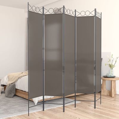 vidaXL 5-Panel Room Divider Anthracite 78.7"x86.6" Fabric