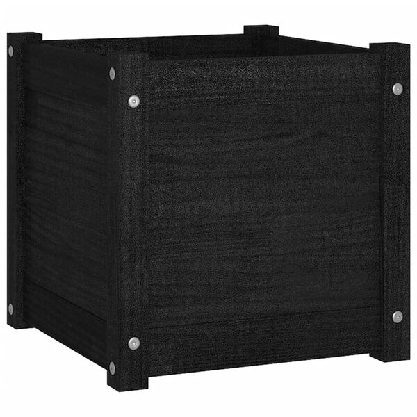vidaXL Planter Set of 2 Black Solid pinewood 15.7 x 15.7 x 15.7 in