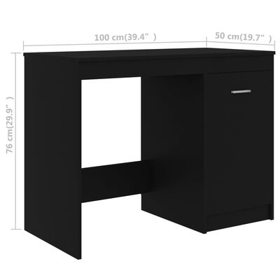 vidaXL Desk Black 55.1"x19.7"x29.9" Chipboard