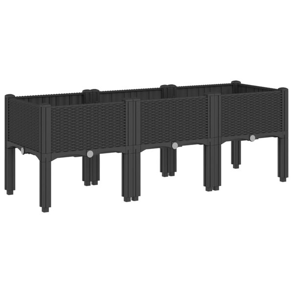 vidaXL Garden Planter Black Polypropylene 47.2 x 15.7 x 16.5 in Planters