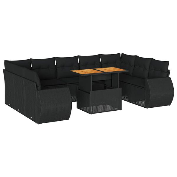 vidaXL Garden Sofa Set Black