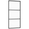 vidaXL Sliding Door ESG Glass and Aluminum 35.4"x80.7" Black