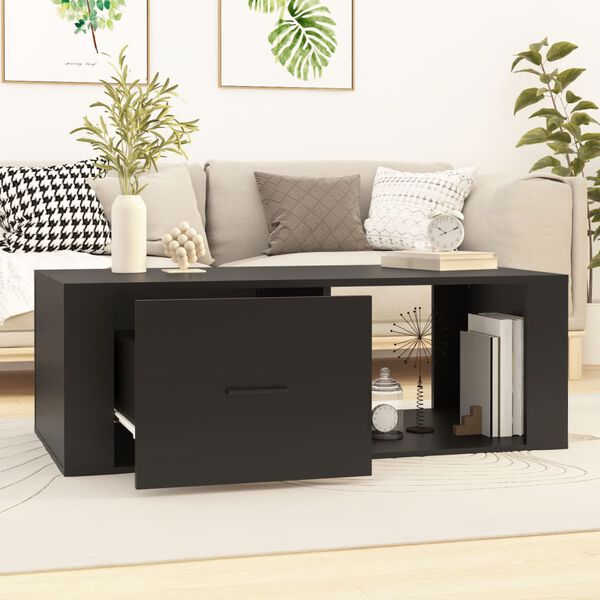 vidaXL Coffee Table Black Engineered wood 39.4 in x 19.9 in x 13.8 in
