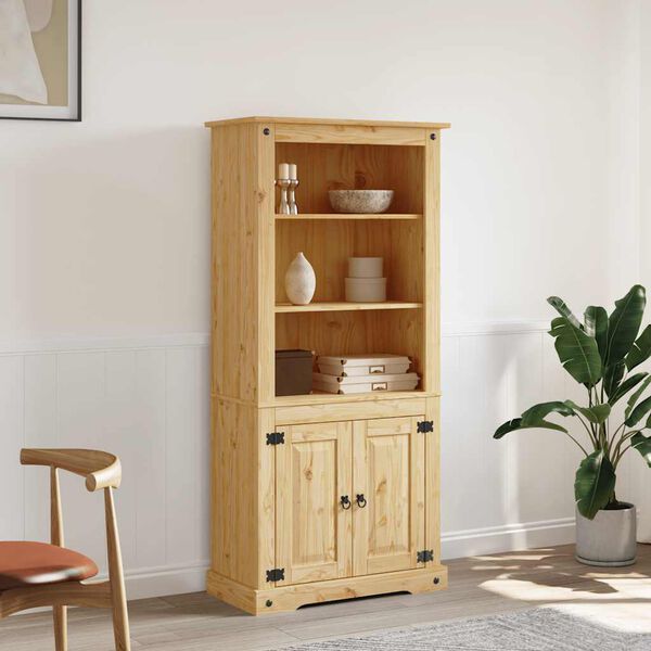 vidaXL Side Cabinet Brown Solid Pine Wood 31.5x15.7x66.9 in Side Cabinet