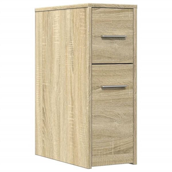 vidaXL Narrow Bathroom Cupboard Sonoma Oak Engineered Wood Slim, Tall