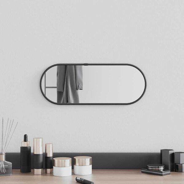 vidaXL Wall Mirror Black Glass, PVC 15.7 x 5.9 in Decorative Inlays