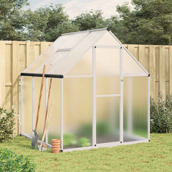 vidaXL Greenhouse Silver and clear Aluminum, Polycarbonate Medium