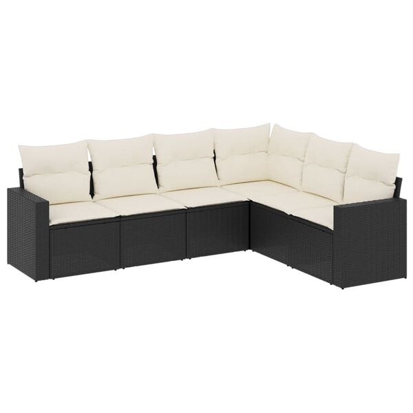 vidaXL Garden Sofa Set Black, Cream White