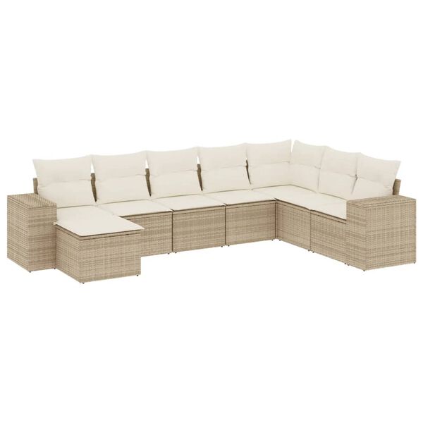 vidaXL Garden Sofa Set Beige PE rattan, powder-coated steel, polyester