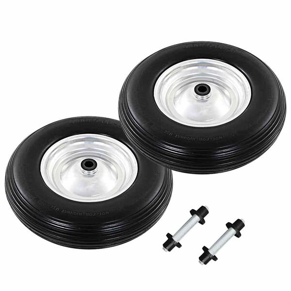 vidaXL Wheelbarrow Wheels 2 pcs with Axles Solid PU 4.00-8 15.35 "