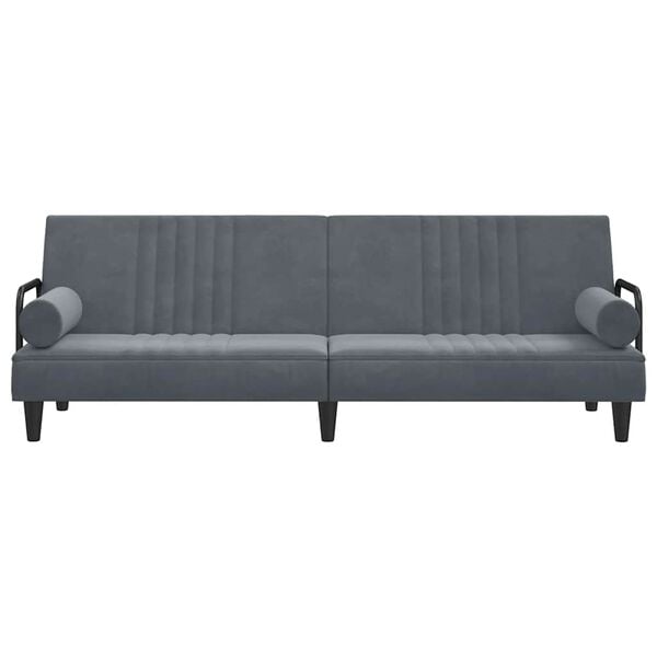 vidaXL Sofa Bed Dark Grey Velvet, Plywood, Foam Large