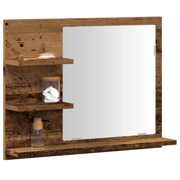 vidaXL Bathroom Mirror Cabinet Old wood Engineered wood, glass