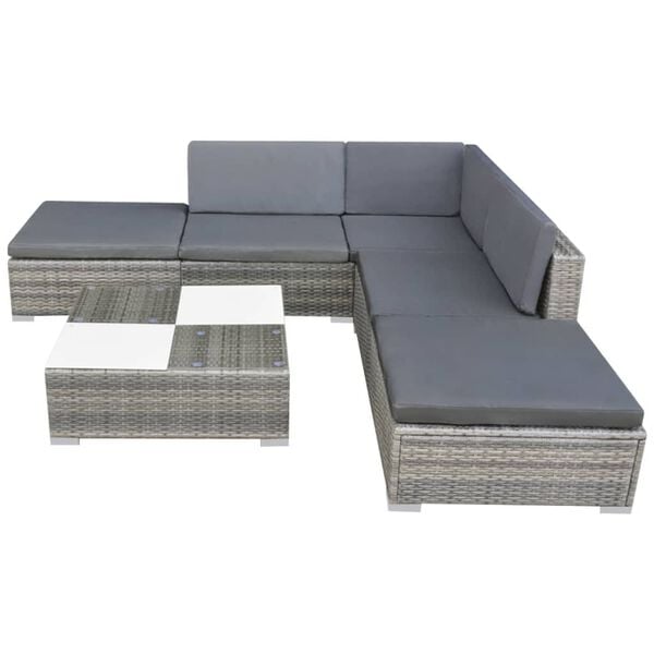 vidaXL Garden Furniture Set Grey PE Rattan Medium Modular