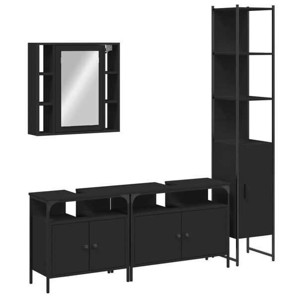 vidaXL Bathroom Cabinet Set Black