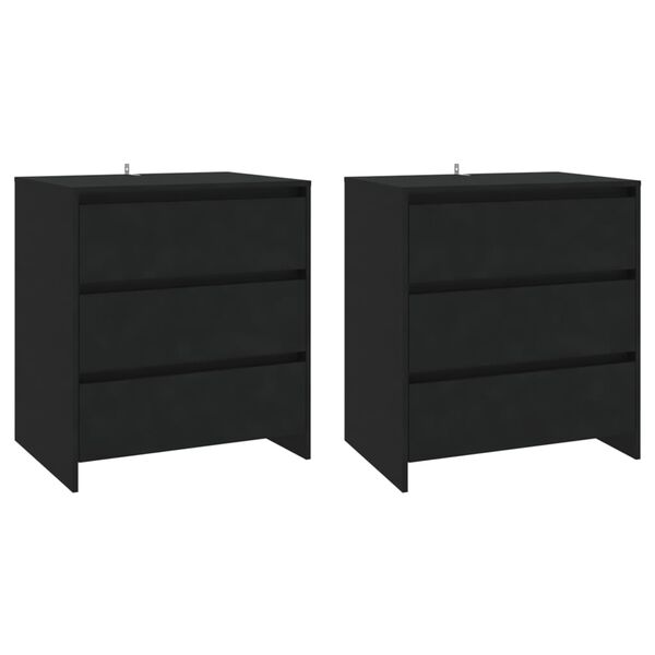vidaXL Sideboard Set of 3 Black Engineered Wood Medium Sideboard