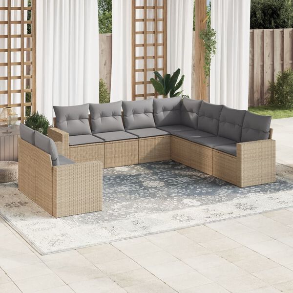 vidaXL Garden Sofa Set Beige, Light Grey